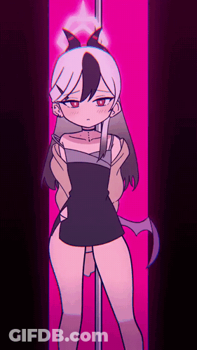 Girl With Horns And Tail On Pole GIF