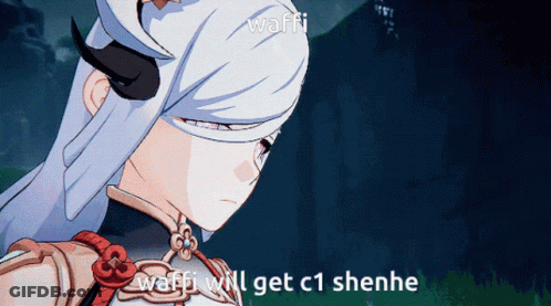 Girl With Horns And Words Waffi Will Get C1 Shenhe GIF