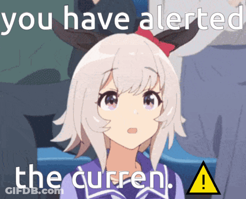 Girl With Horns And You Have Alerted The Current Text GIF