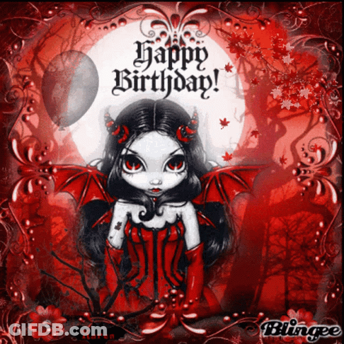 Girl With Horns Happy Birthday GIF