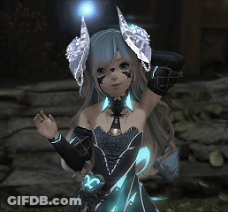 Girl With Horns In Blue Dress GIF