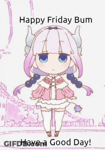 Girl With Horns Saying Happy Friday Bum GIF