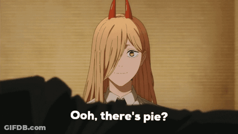 Girl With Horns Saying Ooh There's Pie GIF