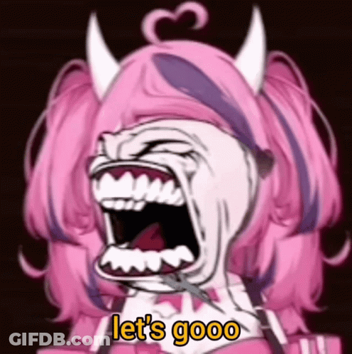 Girl With Horns Screaming Lets Go GIF