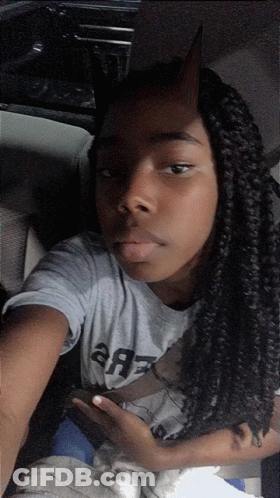 Girl With Horns Wearing AA7 Shirt GIF