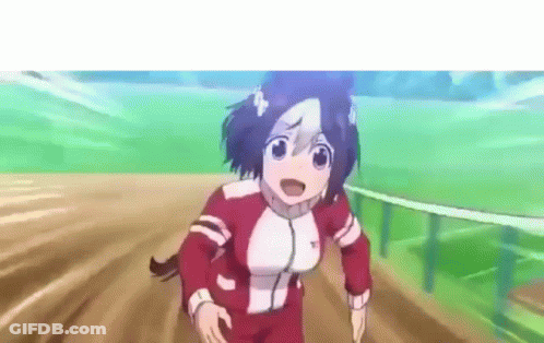 Girl With Horse On Head Running In Video Game GIF