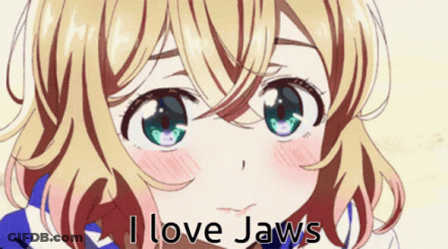 Girl With I Love Jaws Face GIF