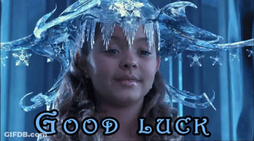 Girl With Ice On Head Saying Good Luck GIF