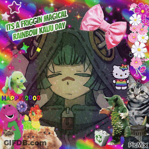 Girl With It's A Friggin Magical Rainbow Kaliu Day Happy 2000 GIF