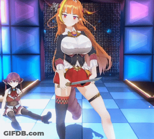 Girl With Knife Standing Next To Another Girl GIF