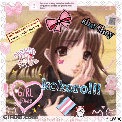 Girl With Kokoro Text GIF