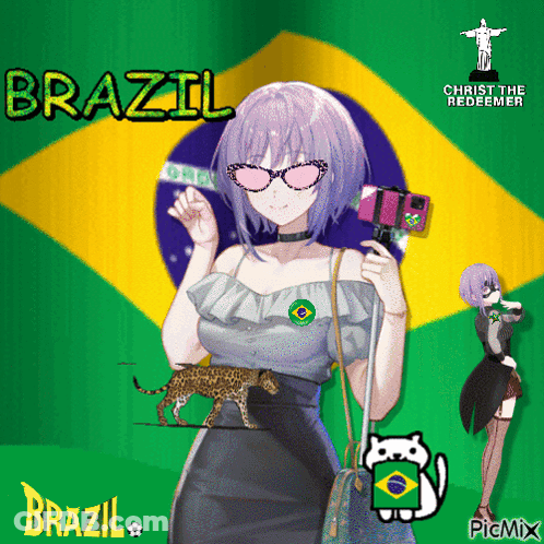 Girl With Leopard Saying Brazil GIF