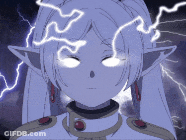 Girl With Lightning Coming From Head GIF