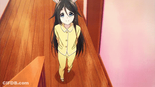 Girl With Long Black Hair And Bunny Ears GIF