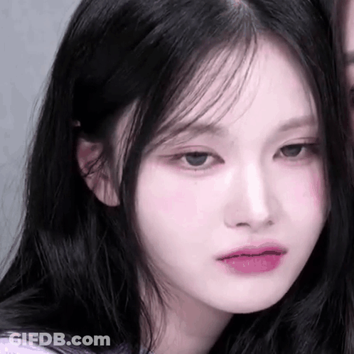 Girl With Long Black Hair And Pink Lipstick GIF
