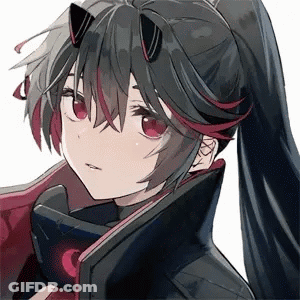 Girl With Long Black Hair And Red Eyes GIF