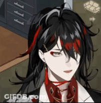 Girl With Long Black Hair And Red Highlights GIF