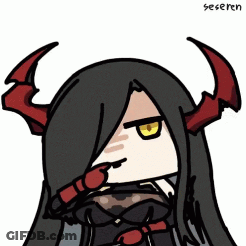 Girl With Long Black Hair And Red Horns Named Se Seren GIF