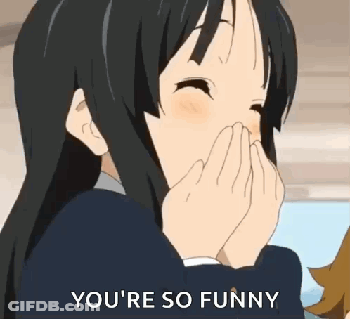 Girl With Long Black Hair Covering Mouth Saying You're So Funny GIF