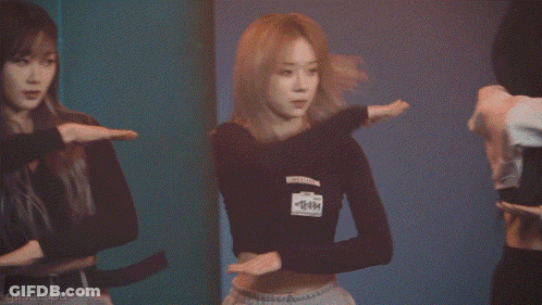 Girl With Long Black Hair Dancing In Front Of Blue Wall GIFSAESPA GIF