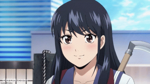 Girl With Long Black Hair Holding Scythe GIF