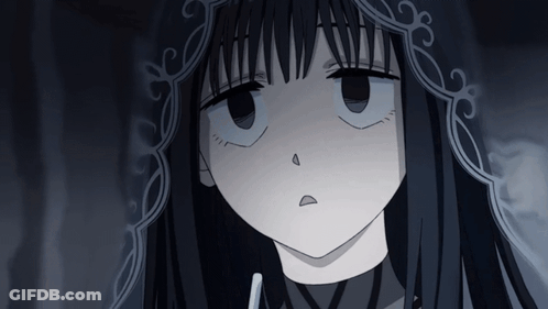 Girl With Long Black Hair Making A Face GIF