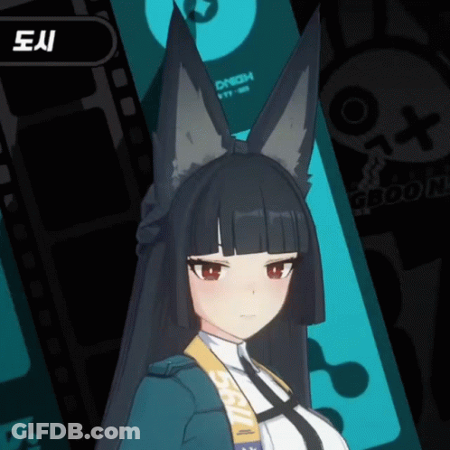 Girl With Long Black Hair Standing In Front Of DNHS Sign GIF