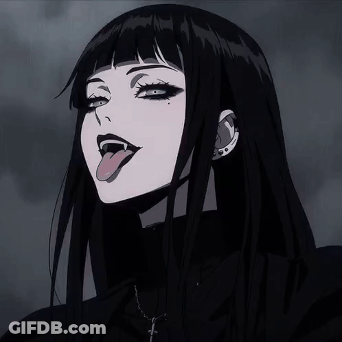 Girl With Long Black Hair Sticking Tongue Out GIF