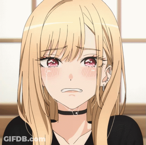 Girl With Long Blonde Hair And Red Eyes Crying GIF