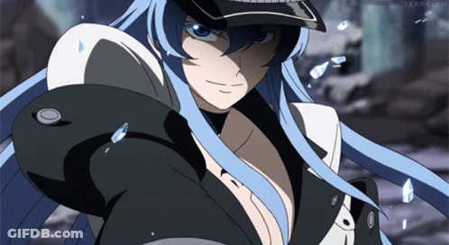 Girl With Long Blue Hair And Hat GIF