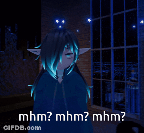 Girl With Long Blue Hair Saying Mhm GIF