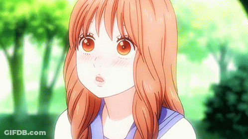 Girl With Long Brown Hair In Blue And White Uniform GIF