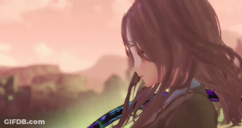 Girl With Long Brown Hair In Field GIF