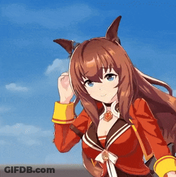 Girl With Long Brown Hair In Red Jacket And Yellow Cuffs GIF
