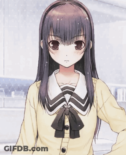 Girl With Long Dark Hair And Headband Looks Angry GIF