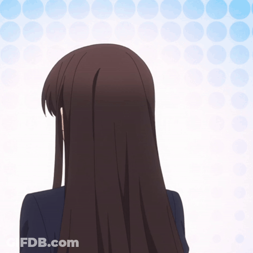 Girl With Long Dark Hair And Purple Eyes Making Funny Face GIF