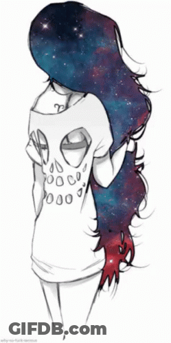 Girl With Long Galaxy Hair GIF