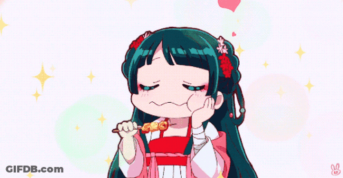 Girl With Long Green Hair Holding Stick GIF