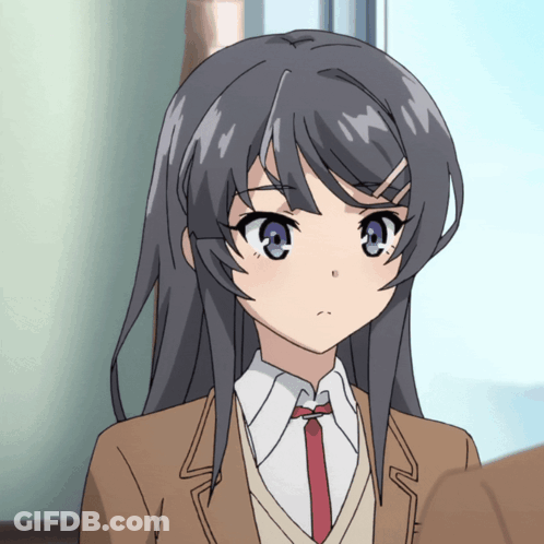 Girl With Long Hair And Blue Eyes In Brown Suit And Tie GIF