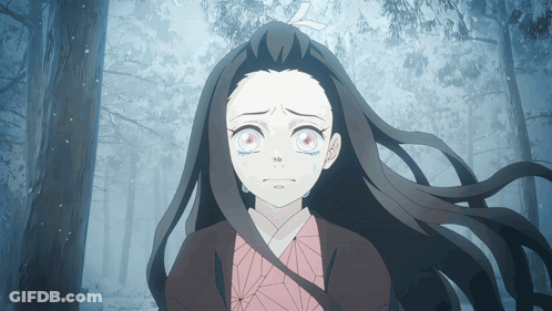 Girl With Long Hair And Red Eyes Crying GIF