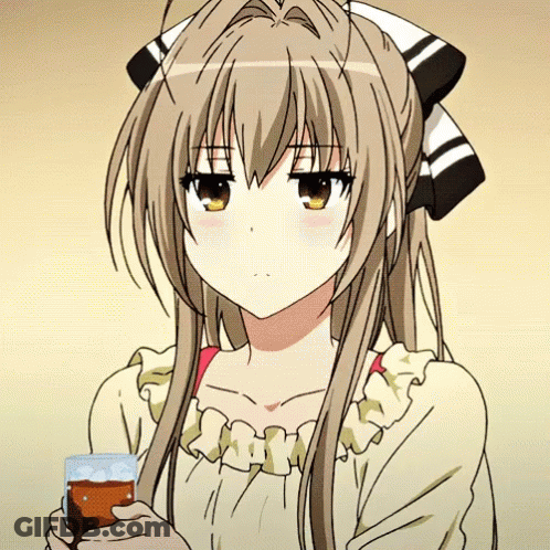 Girl With Long Hair Holding Glass GIF