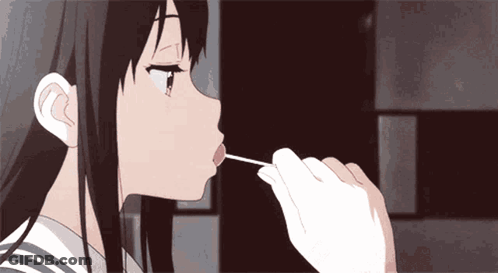 Girl With Long Hair Licking Lollipop GIF