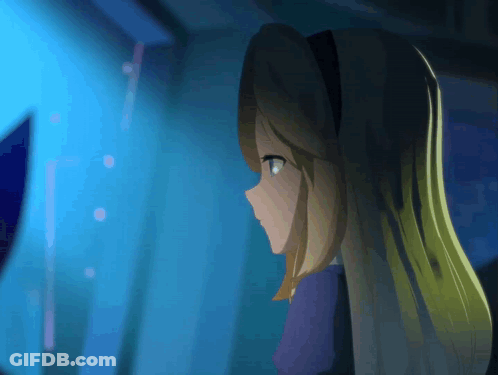 Girl With Long Hair Looking Out Window GIF
