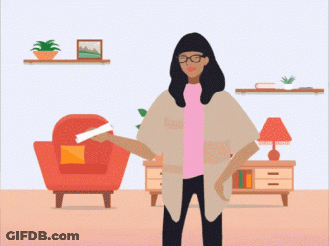 Girl With Long List Animation GIF