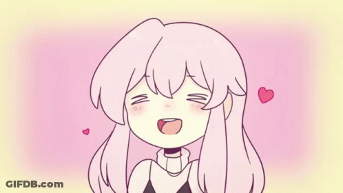 Girl With Long Pink Hair And A Heart GIF