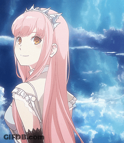 Girl With Long Pink Hair Wearing Crown GIF