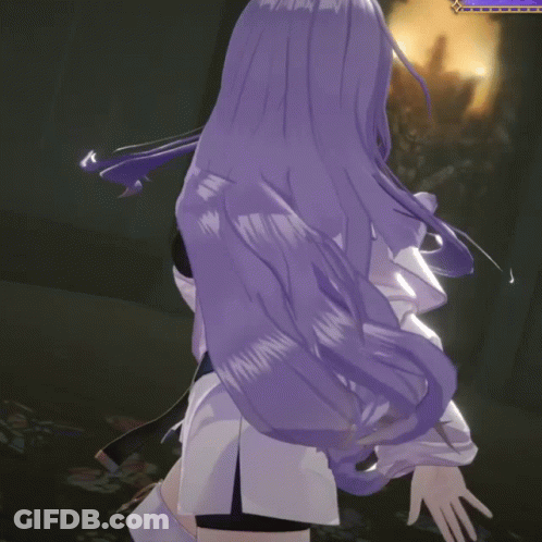 Girl With Long Purple Hair And Black Top GIF