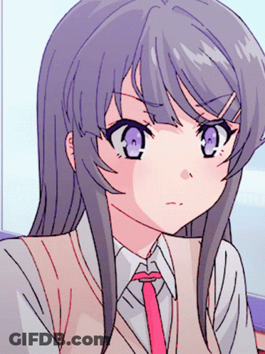 Girl With Long Purple Hair And Pink Tie GIF