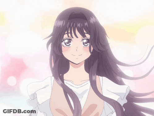 Girl With Long Purple Hair And White Dress GIF
