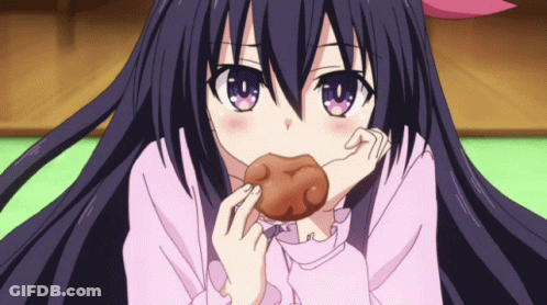Girl With Long Purple Hair Eating Cookie GIF